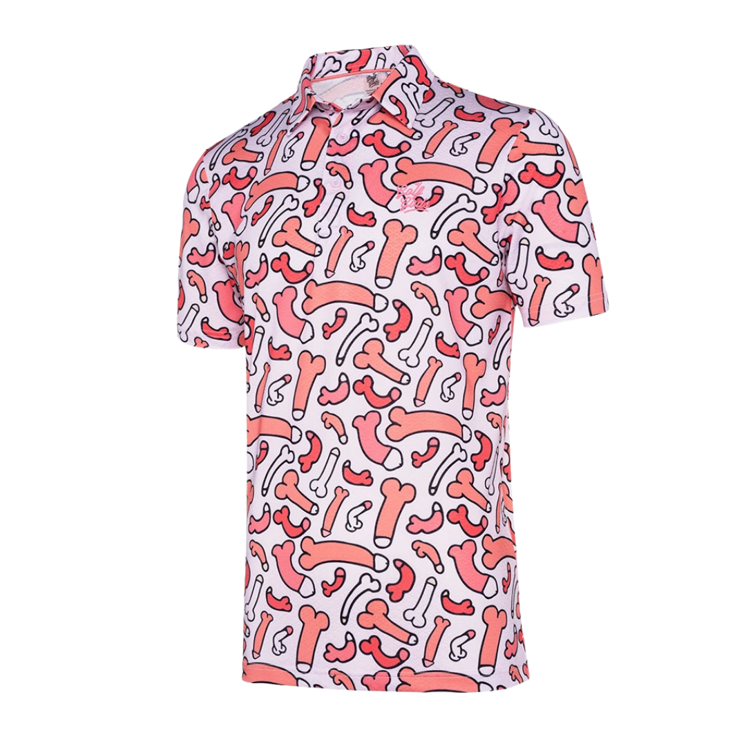 GOLF GODS - GOLF GODS Men's Ding Dong Pink Cool Tech Performance Polo - The Agora Bangkok